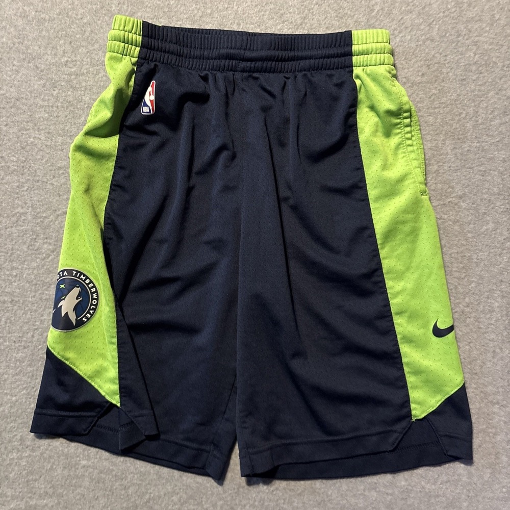 Minnesota Timberwolves Nike‎ NBA Youth Shorts Blue Green Sz L Dri Fit Basketball